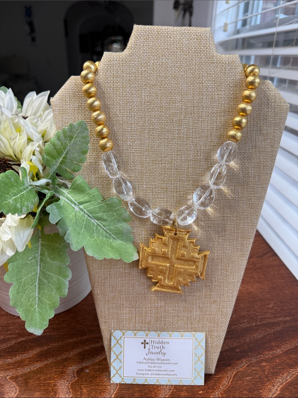 Gold & Clear Beaded Statement Necklace